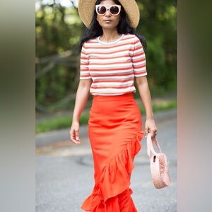 H&M Elegant Orange Ruffle Skirt